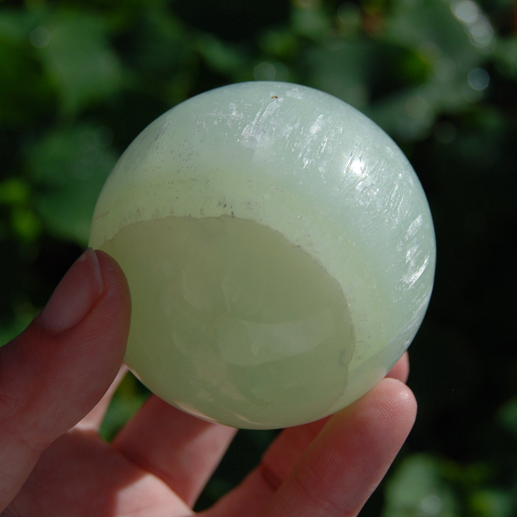 Pistachio Green Calcite Crystal Sphere
