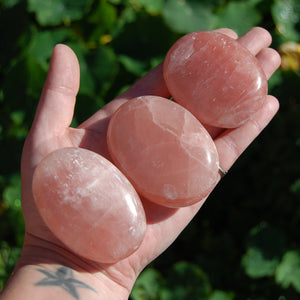 Rose Calcite Crystal Palm Stones