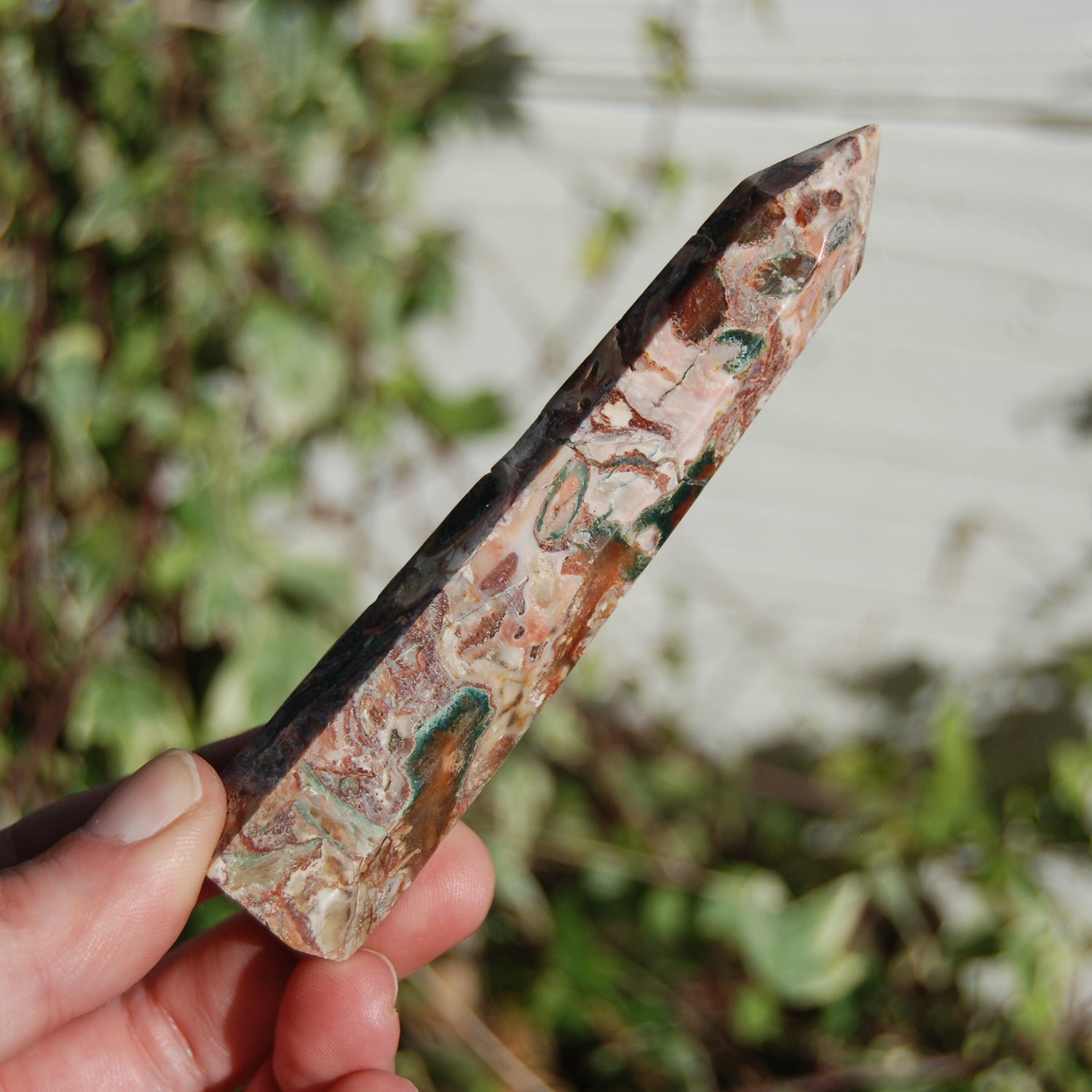 Pink Leopard Skin Jasper Crystal Tower