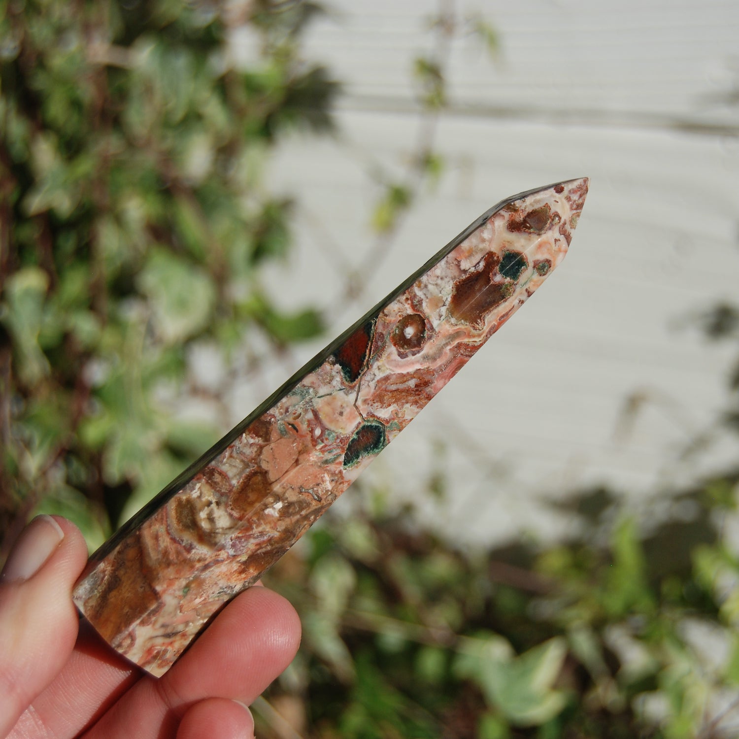Pink Leopard Skin Jasper Crystal Tower