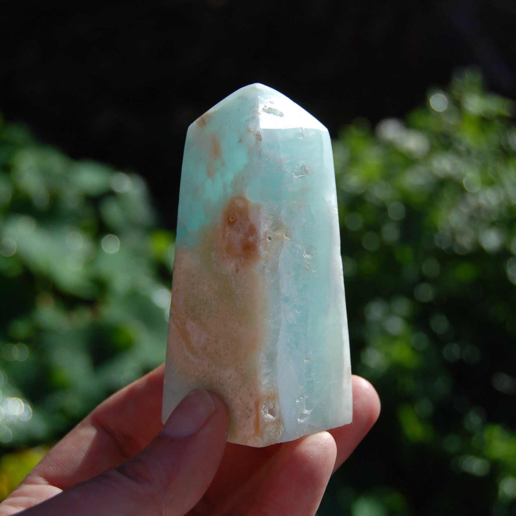 Caribbean Blue Calcite Crystal Tower with Aragonite