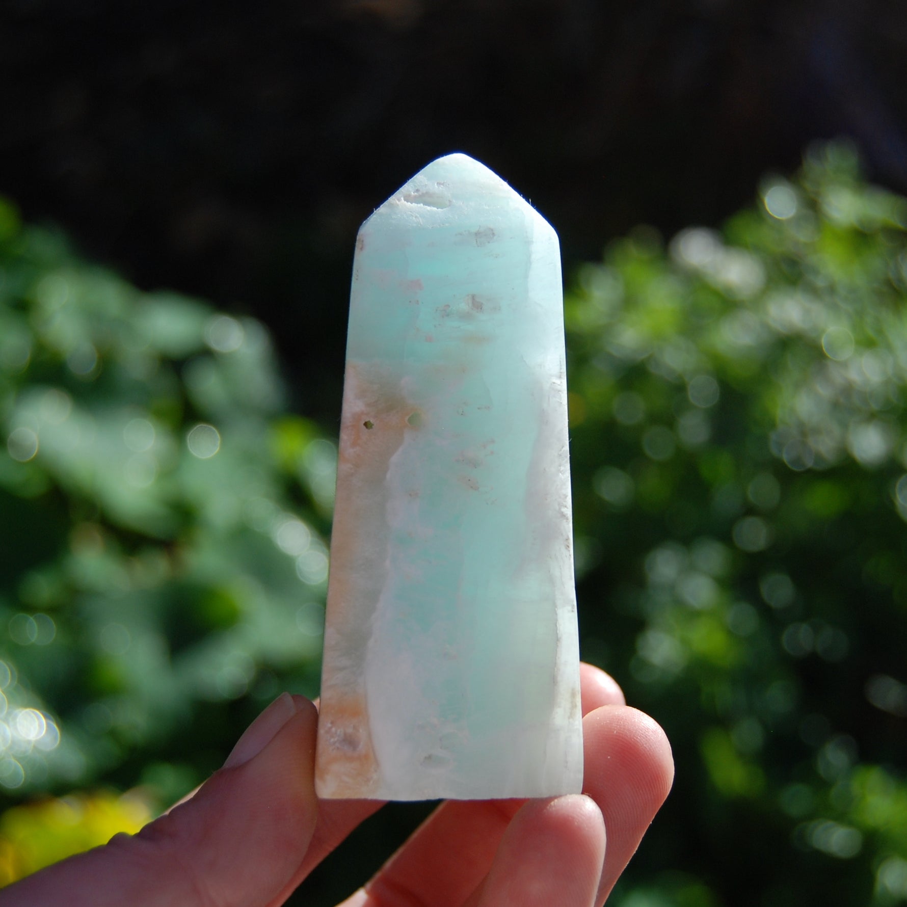 Caribbean Blue Calcite Crystal Tower with Aragonite