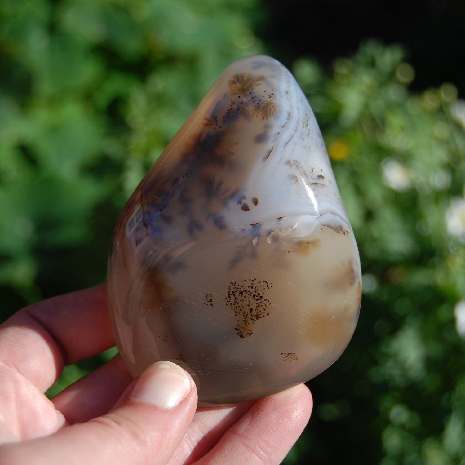 Dendritic Agate Polished Crystal Palm Stone