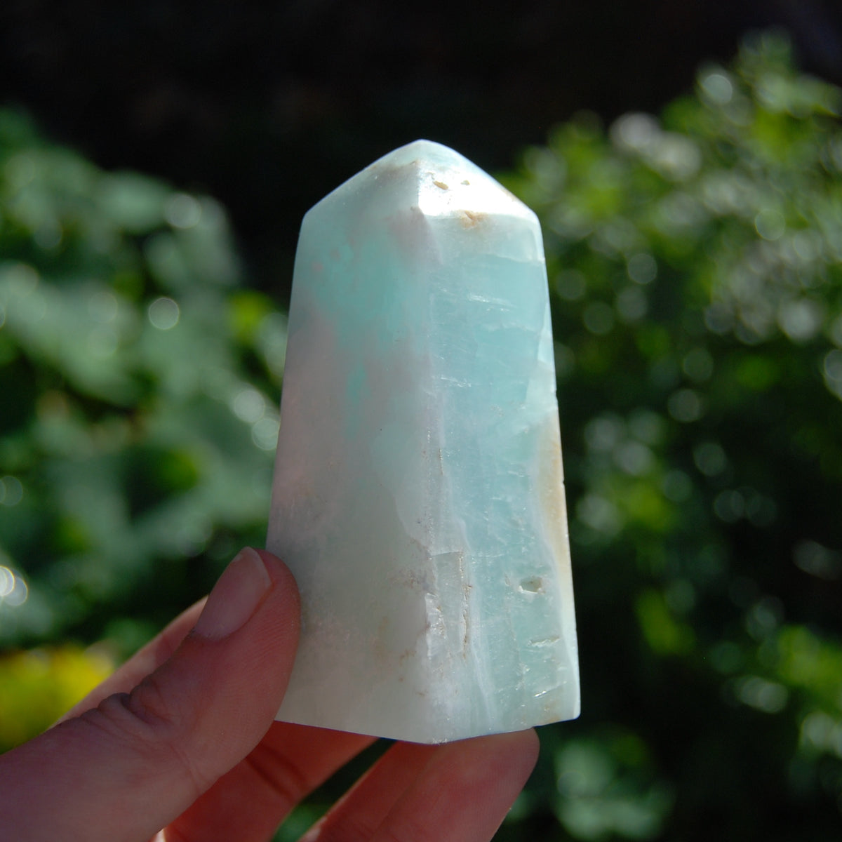 Caribbean Blue Calcite Crystal Tower with Aragonite