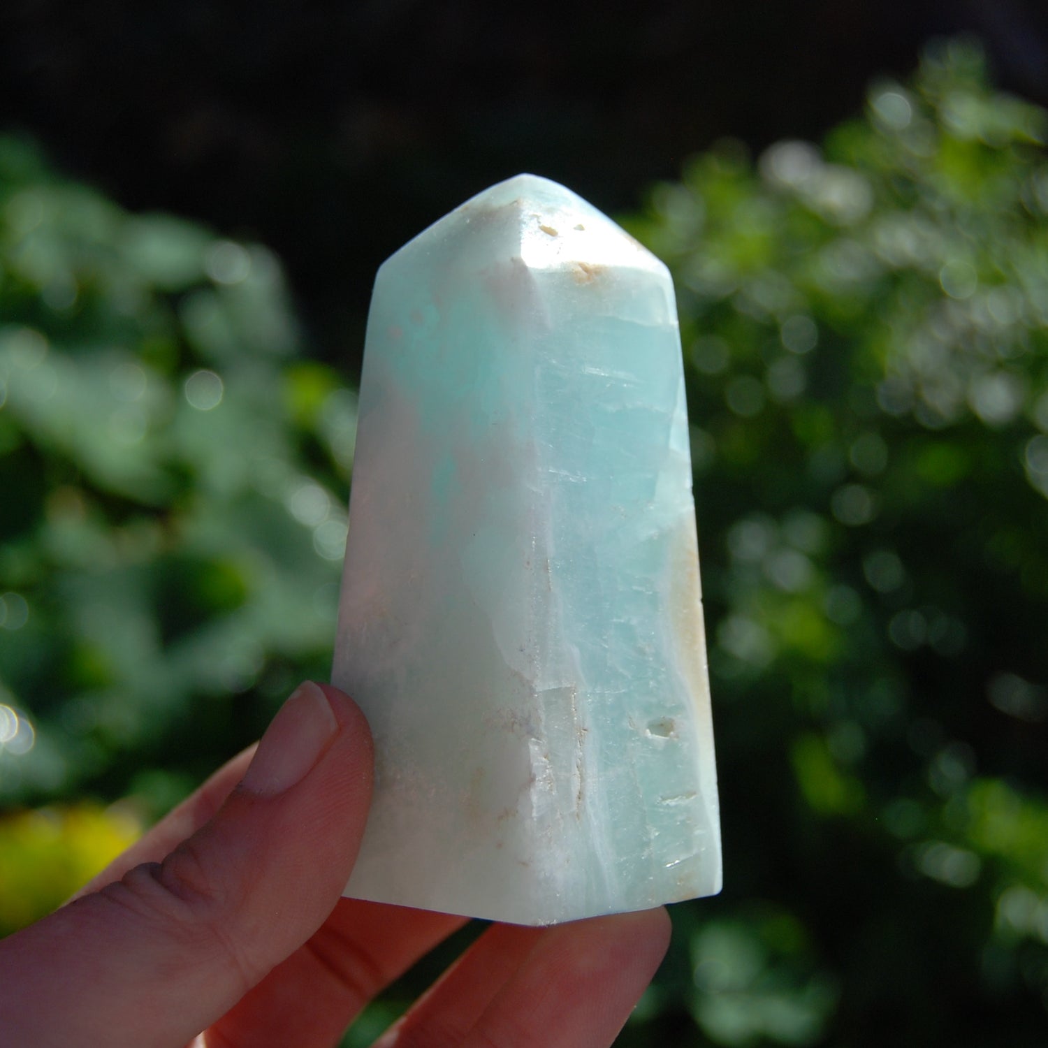 Caribbean Blue Calcite Crystal Tower with Aragonite