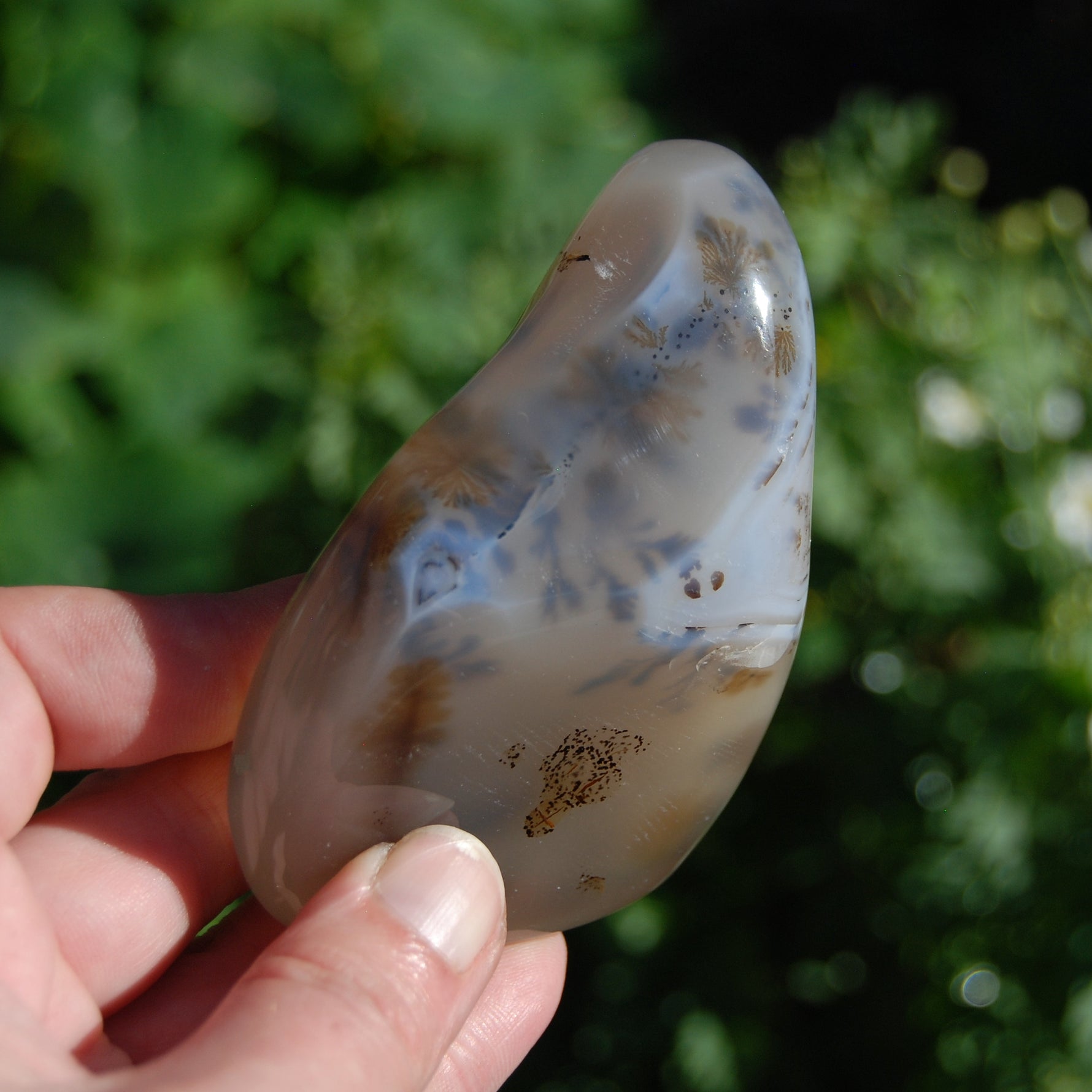 Dendritic Agate Polished Crystal Palm Stone