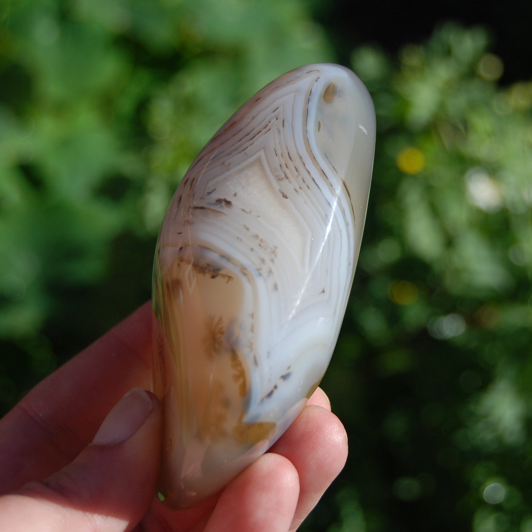 Dendritic Agate Polished Crystal Palm Stone