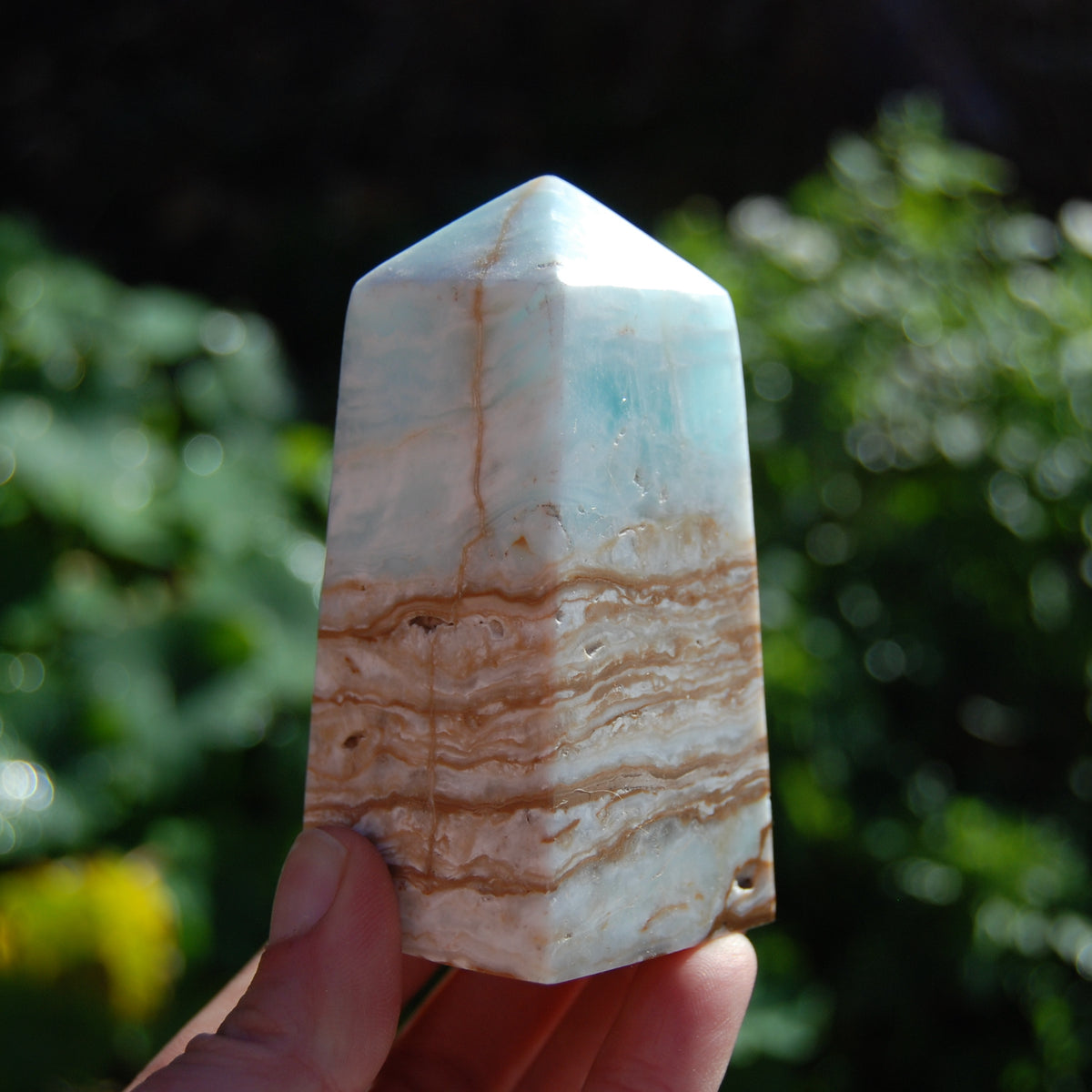 Caribbean Blue Calcite Crystal Tower with Aragonite