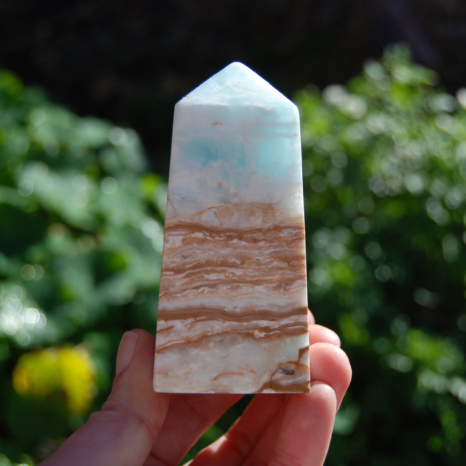 Caribbean Blue Calcite Crystal Tower with Aragonite