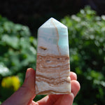Caribbean Blue Calcite Crystal Tower with Aragonite