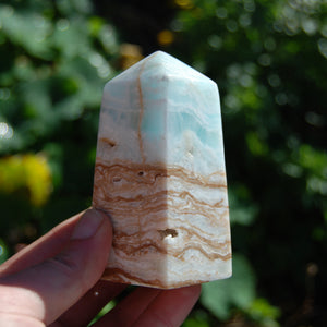 Caribbean Blue Calcite Crystal Tower with Aragonite