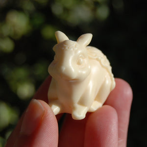Hand Carved Tagua "Ivory" Nut White Rabbit