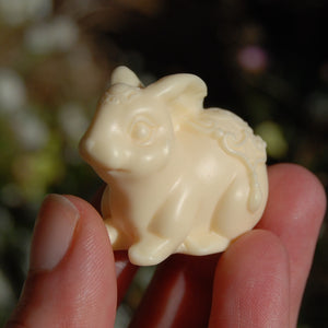 Hand Carved Tagua "Ivory" Nut White Rabbit