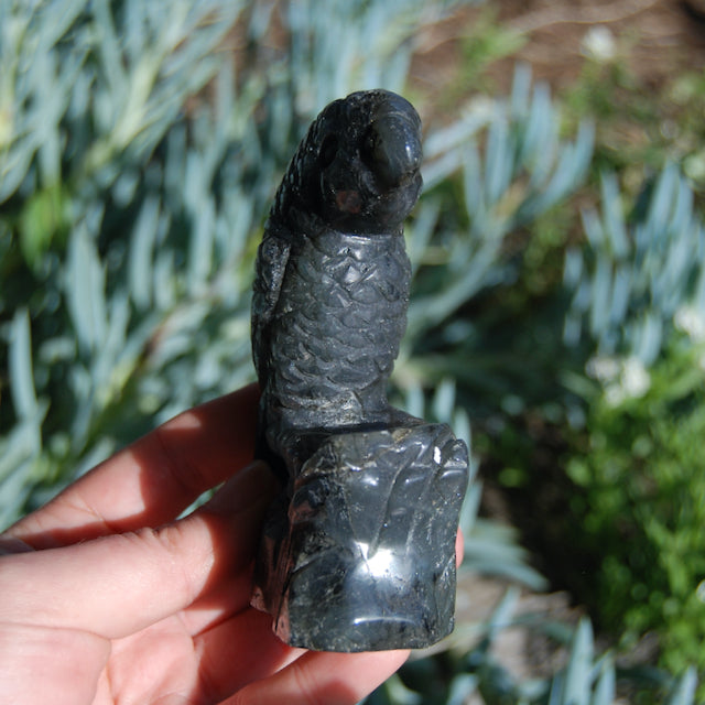 Labradorite Parrot Carved Crystal Realistic Bird Carving 