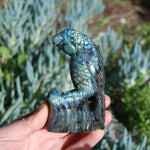 Labradorite Parrot Carved Crystal Realistic Bird Carving 