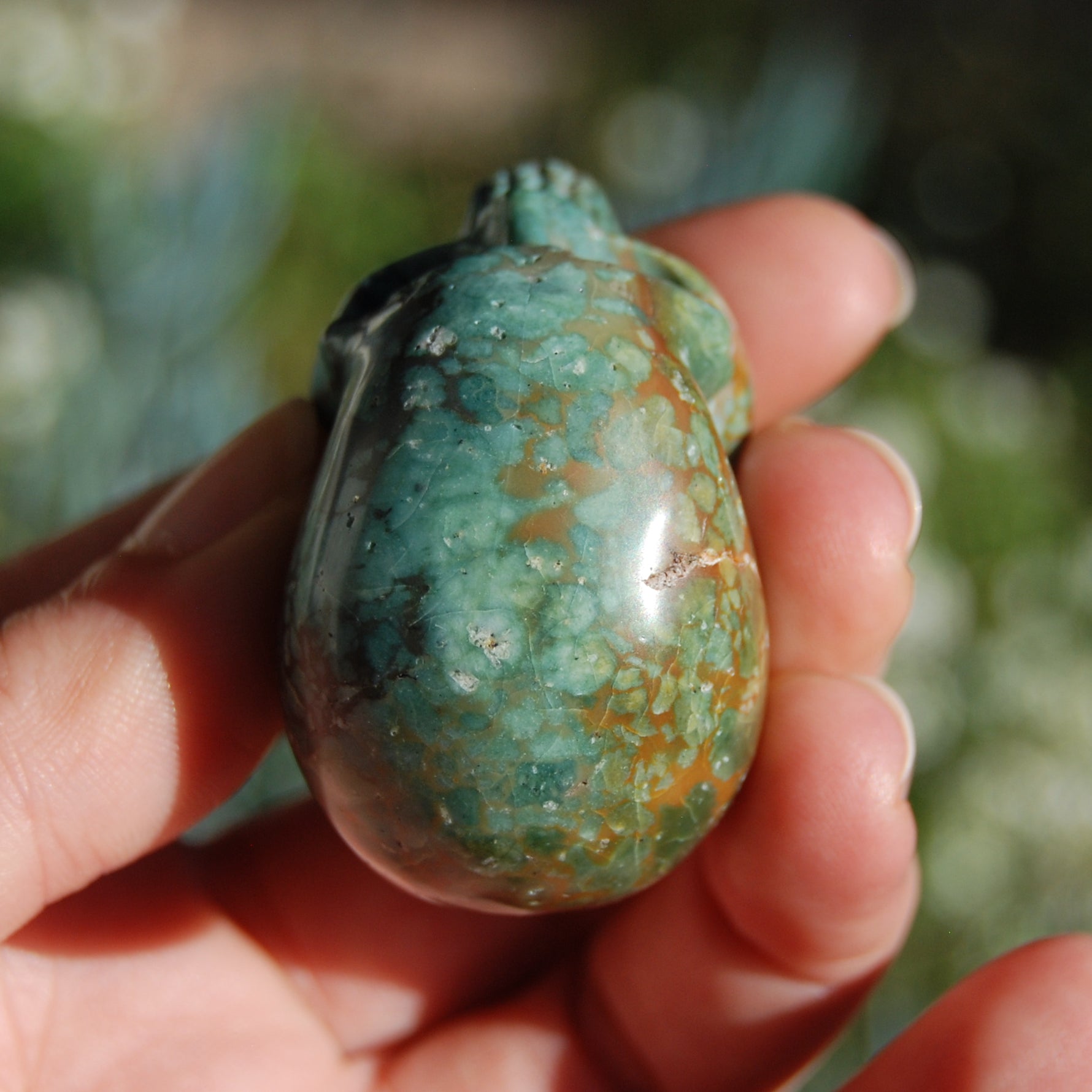 Blue Opalized Petrified Wood Carved Crystal Skull