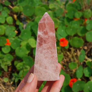 Rose Pink Calcite Crystal Tower
