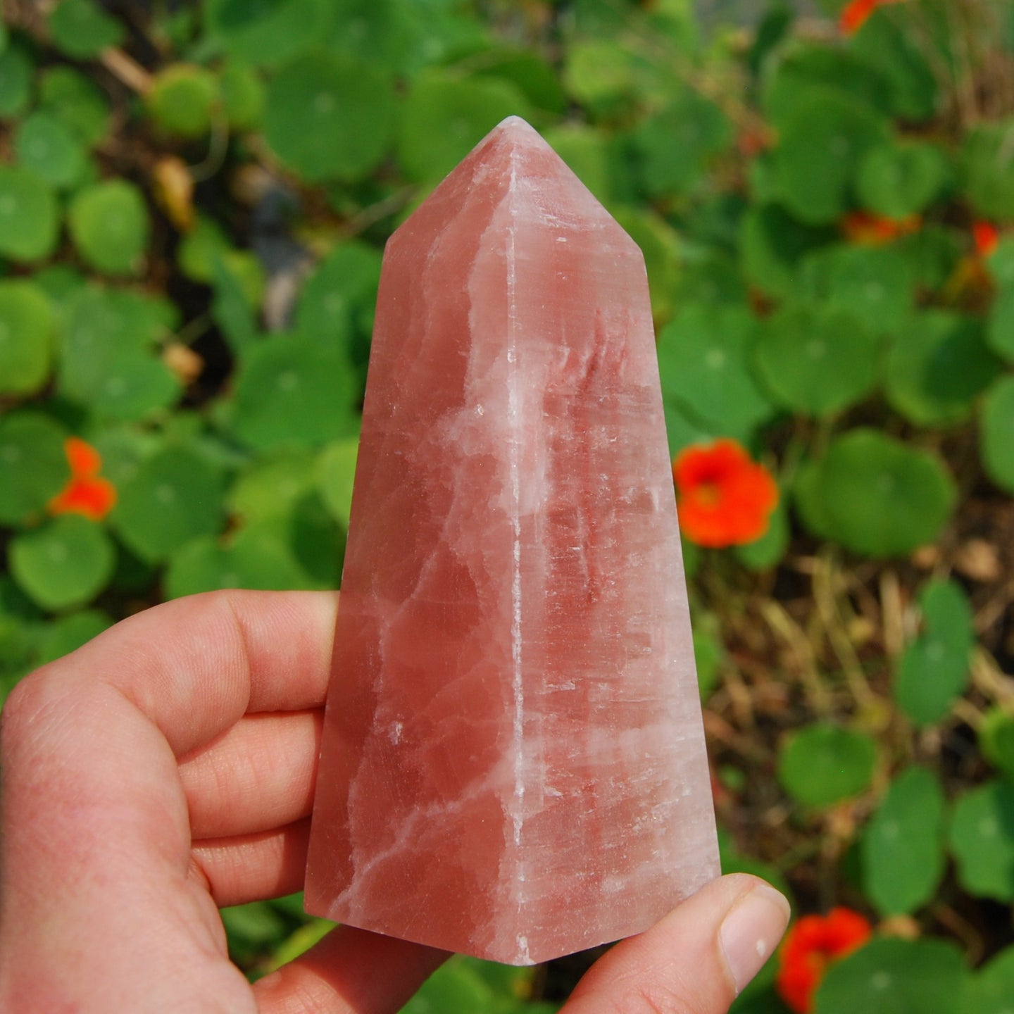 Rose Pink Calcite Crystal Tower