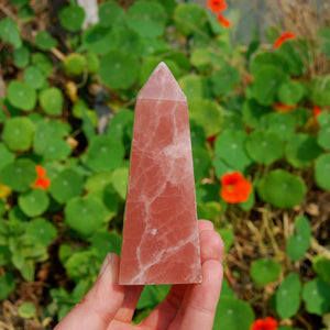 Rose Pink Calcite Crystal Tower