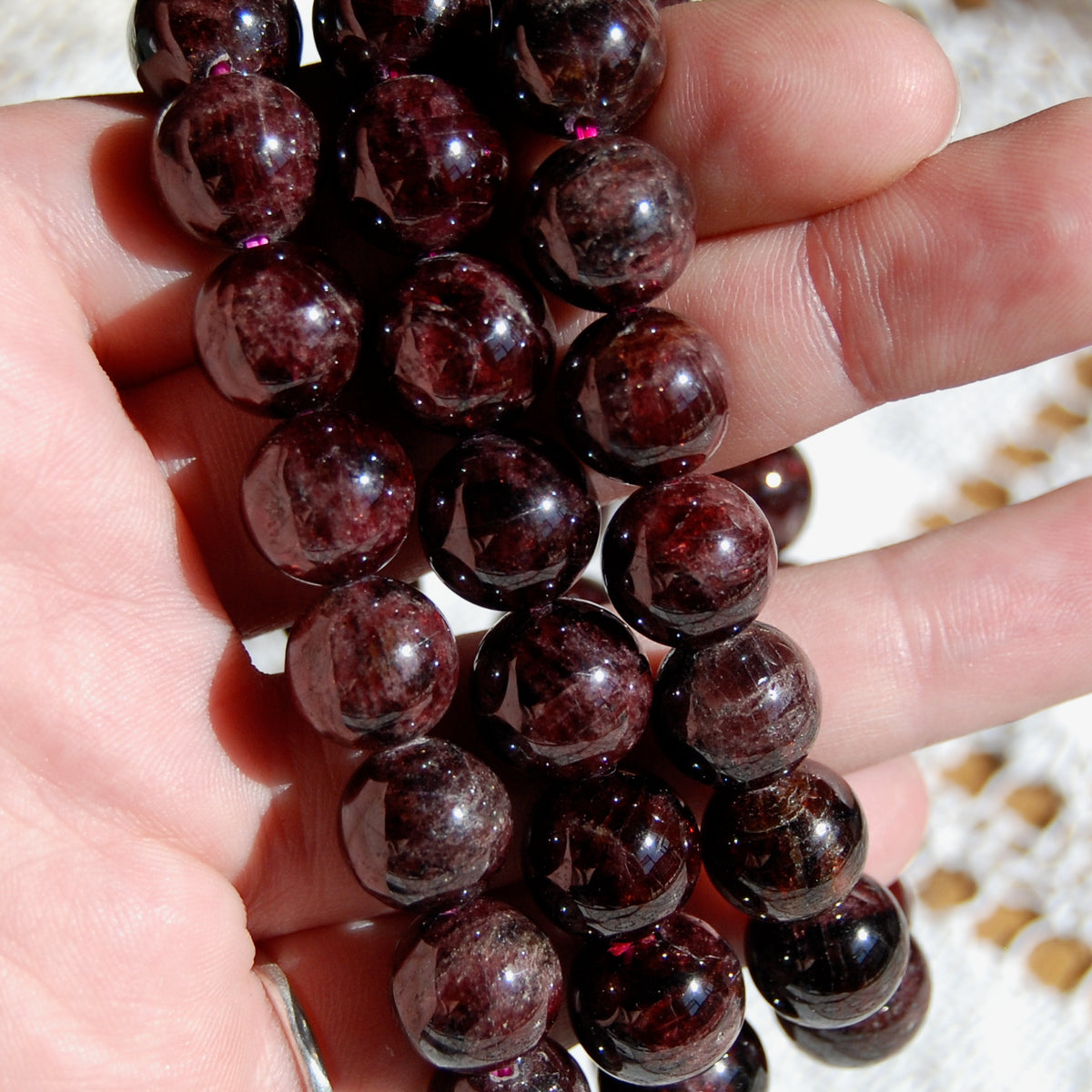 Garnet Beaded Power Bracelet Large 12mm Natural Gemstone Beads