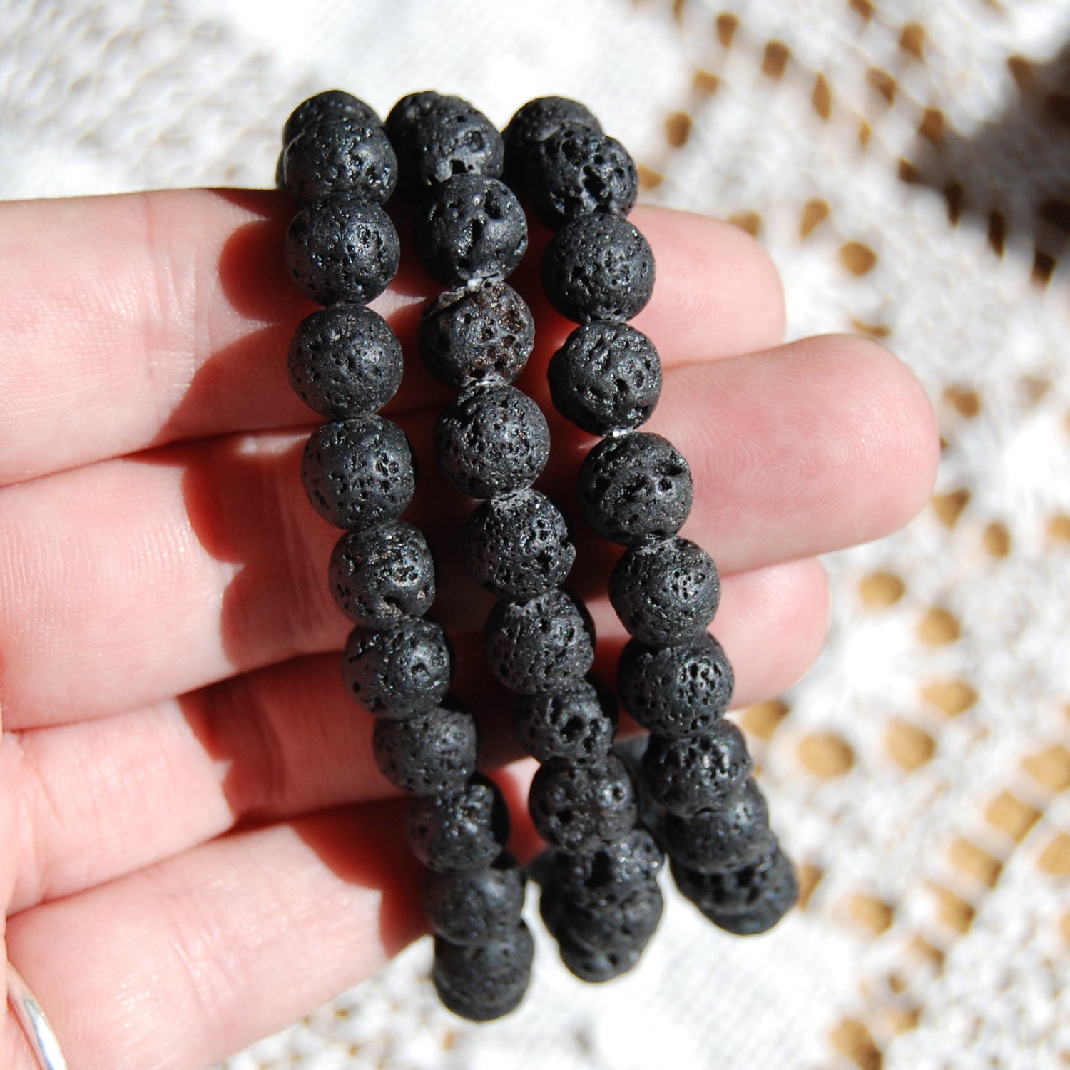Lava Rock Crystal Beaded Power Bracelet 