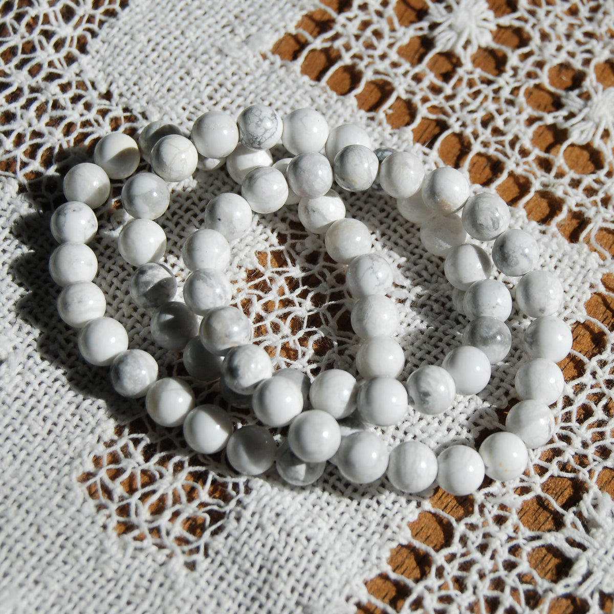 Howlite Crystal Beaded Power Bracelet 8mm Natural Gemstone Beads