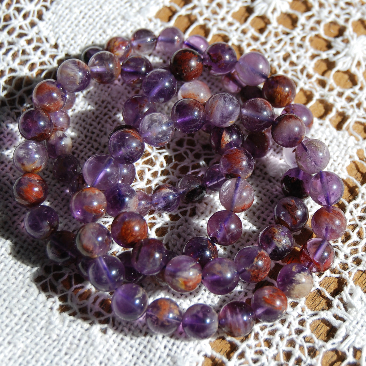 Super Seven Cacoxenite Beaded Power Bracelet 8mm or 10mm Natural Gemstone Beads