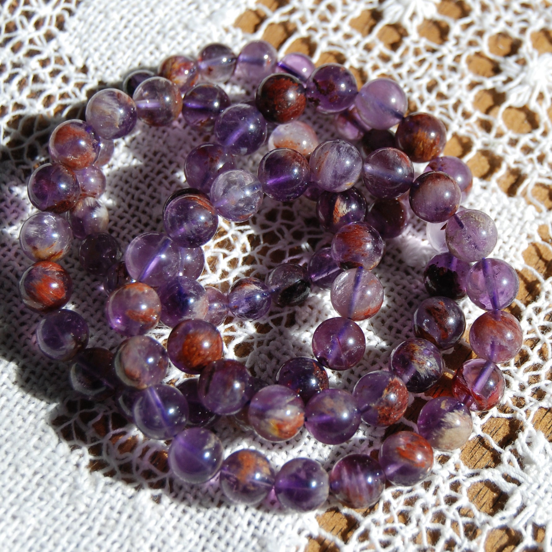 Super Seven Cacoxenite Beaded Power Bracelet 8mm or 10mm Natural Gemstone Beads