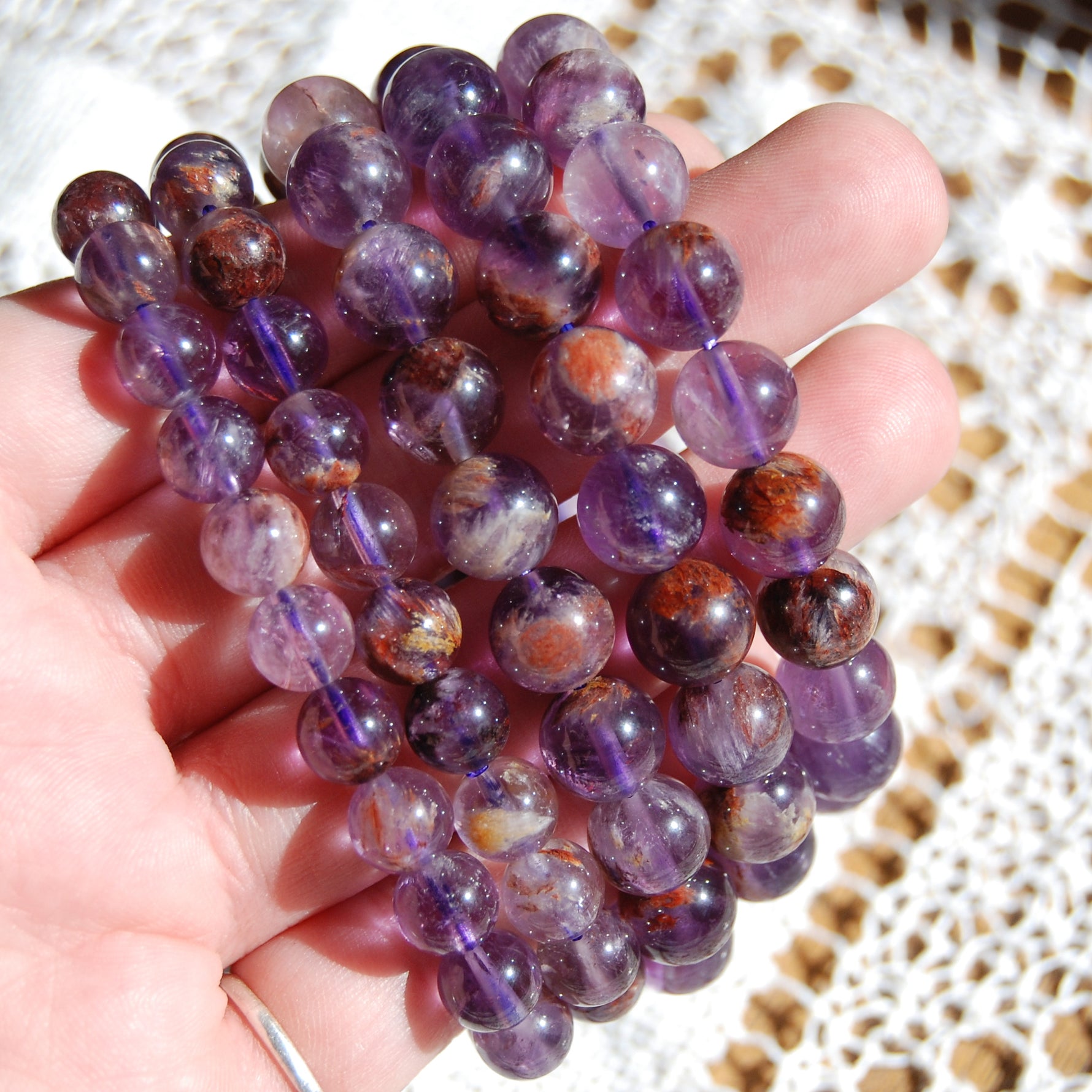 Super Seven Cacoxenite Beaded Power Bracelet 8mm or 10mm Natural Gemstone Beads