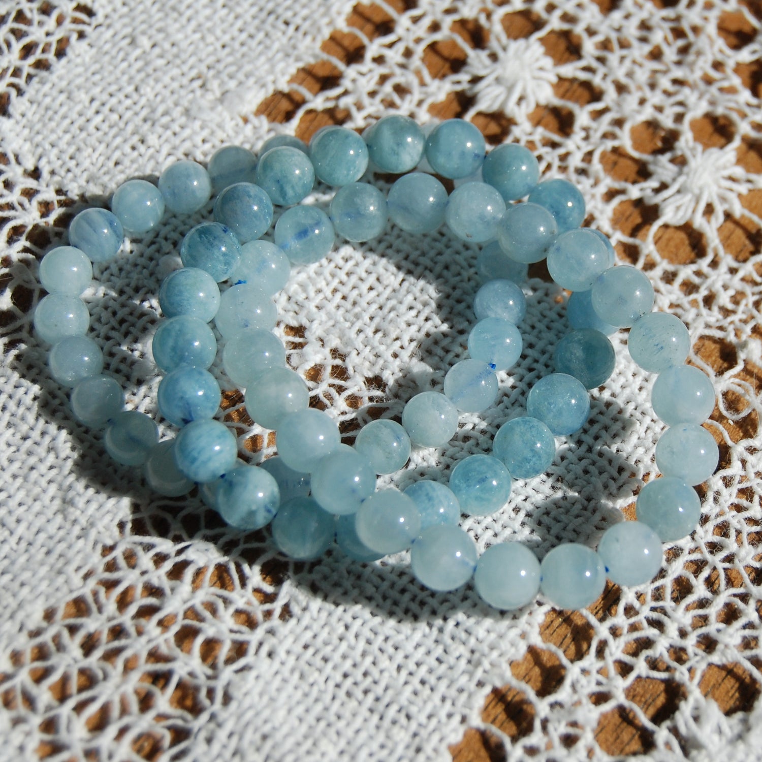 Aquamarine Beaded Power Bracelet 8mm Natural Gemstone Beads