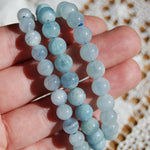 Aquamarine Beaded Power Bracelet 8mm Natural Gemstone Beads