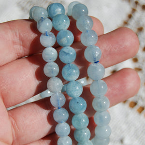 Aquamarine Beaded Power Bracelet 8mm Natural Gemstone Beads