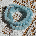 Aquamarine Beaded Power Bracelet 8mm Natural Gemstone Beads