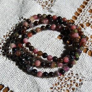 Rainbow Tourmaline Beaded Power Bracelet 6mm 