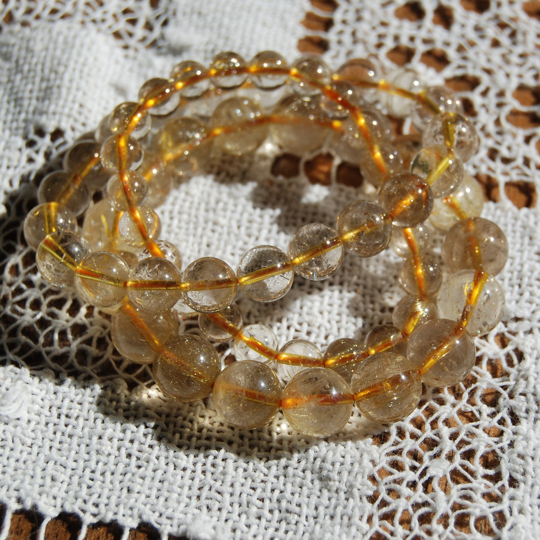 AAA Gold Rutilated Quartz Beaded Power Bracelet