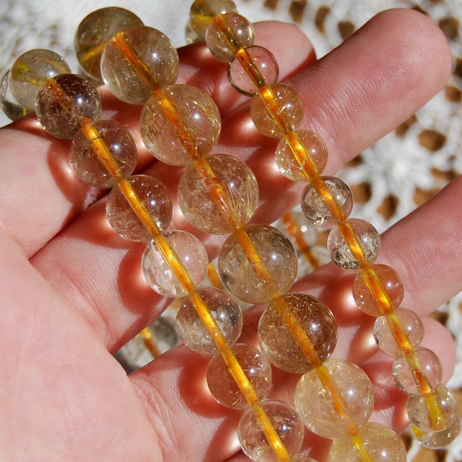 AAA Gold Rutilated Quartz Beaded Power Bracelet