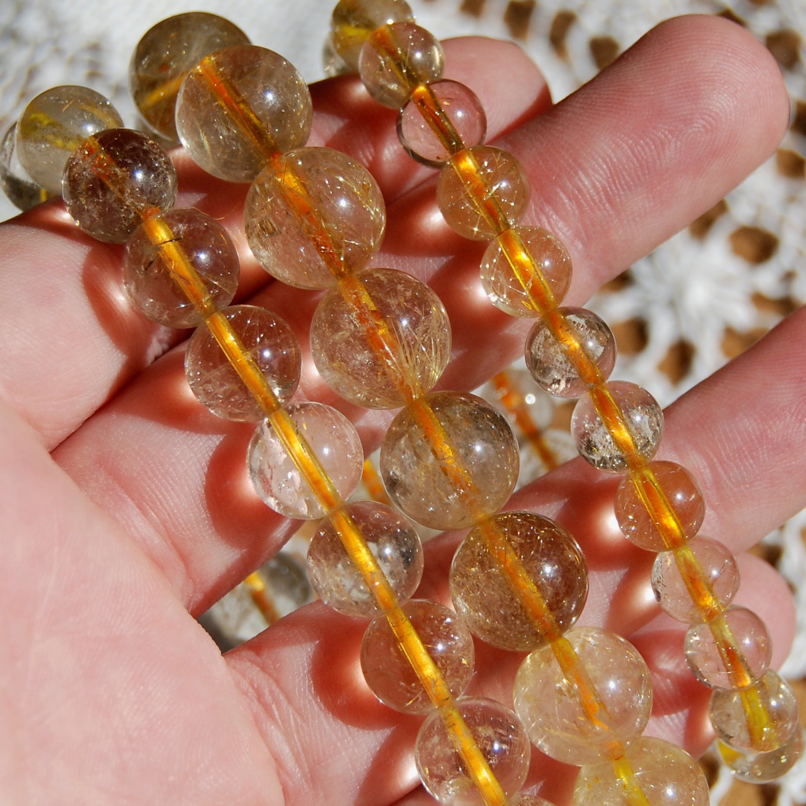 AAA Gold Rutilated Quartz Beaded Power Bracelet