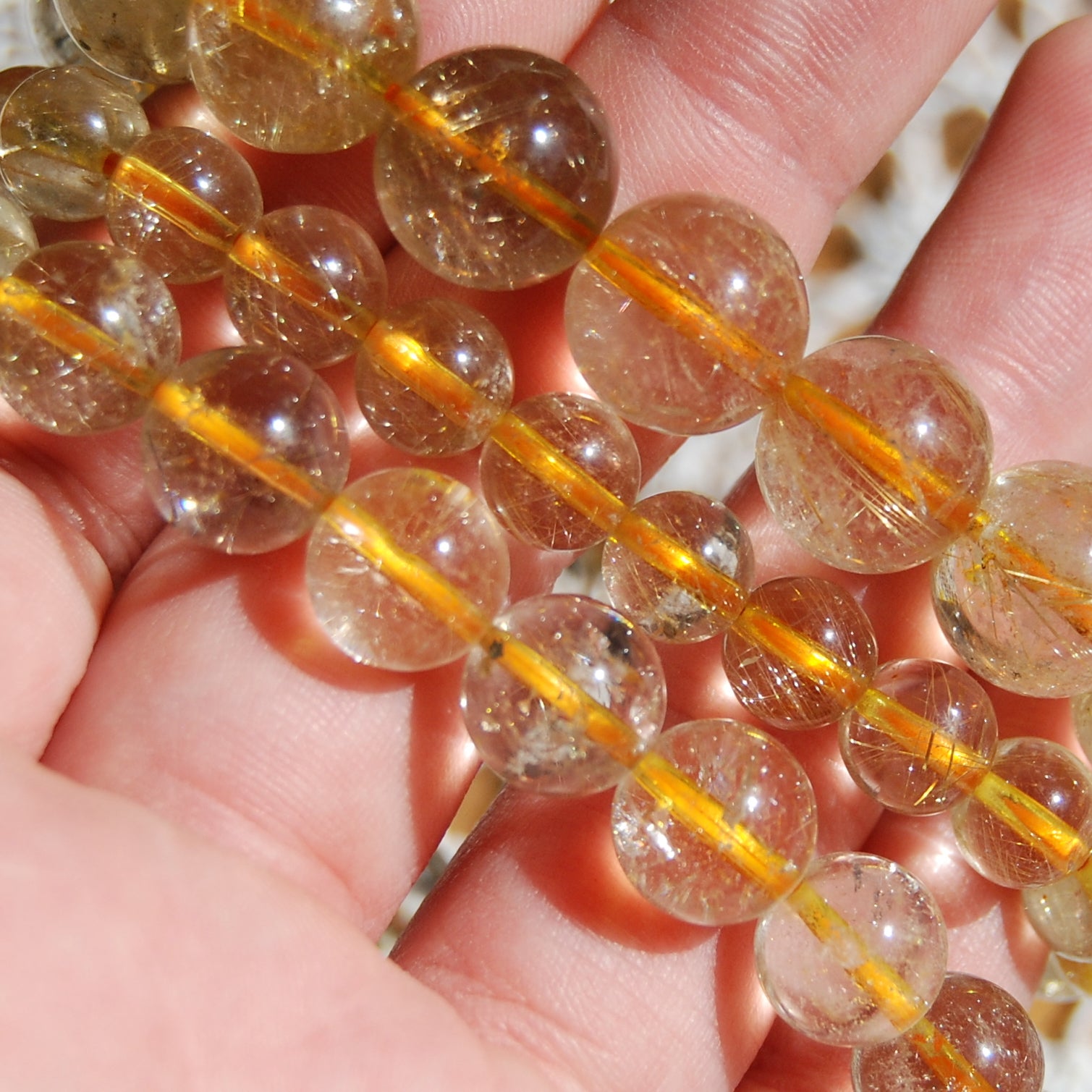 AAA Gold Rutilated Quartz Beaded Power Bracelet