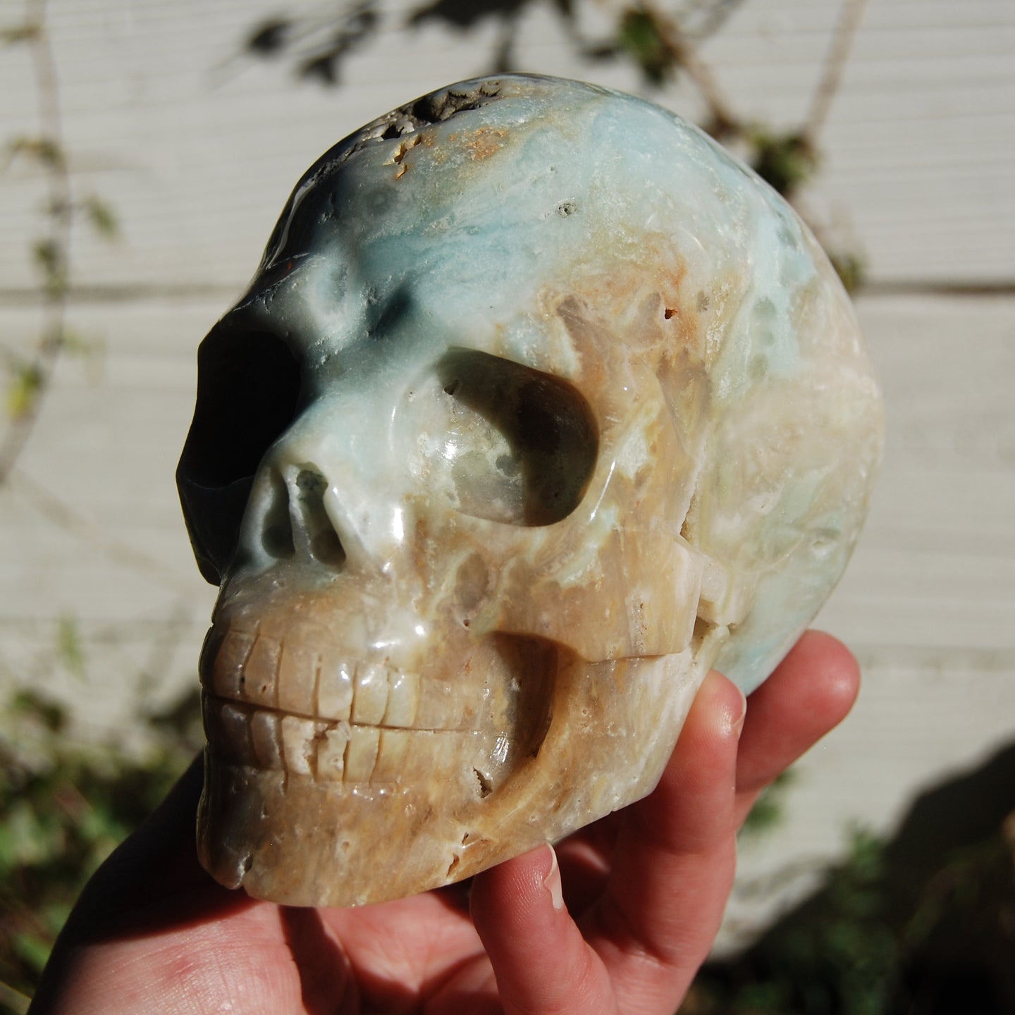 Chinese Amazonite Crystal Skull Hand Carved
