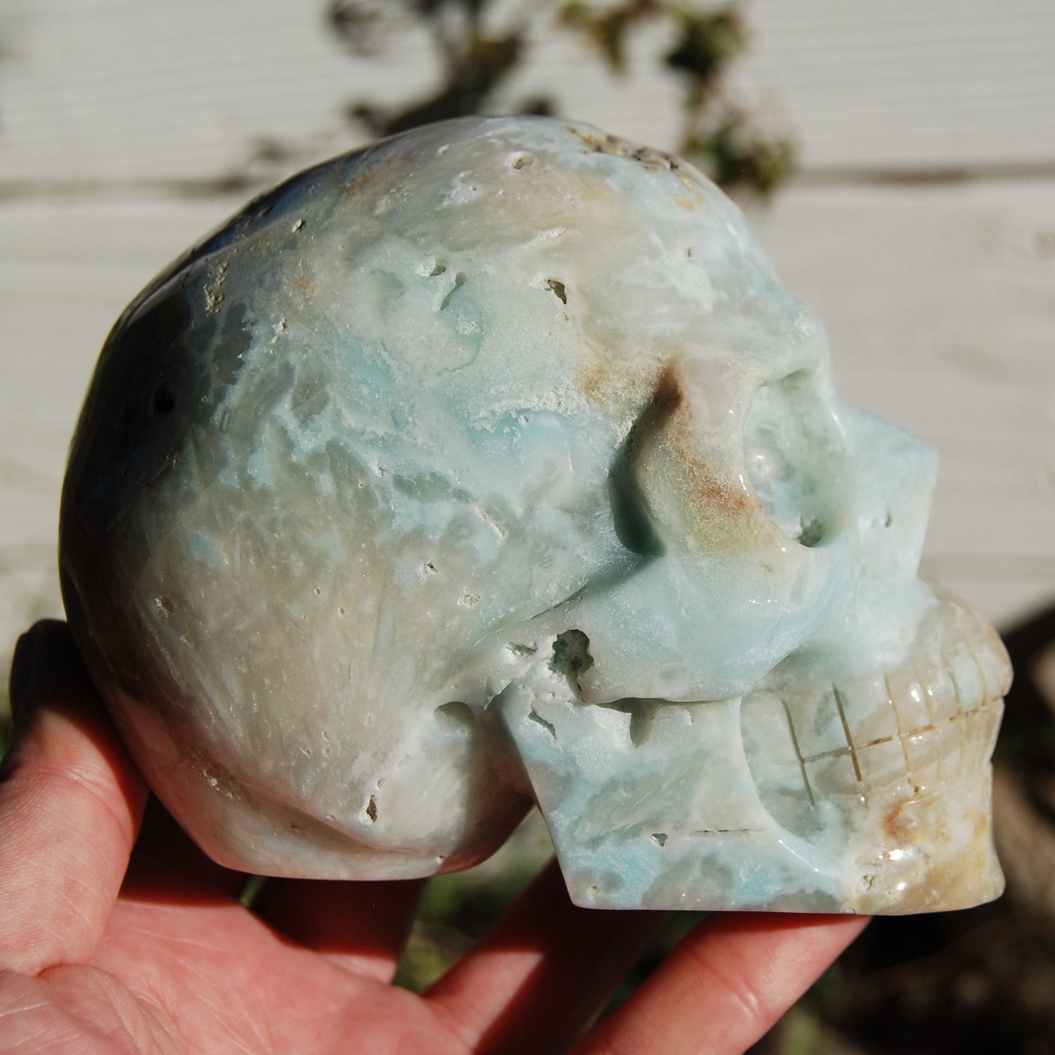 Chinese Amazonite Crystal Skull Hand Carved