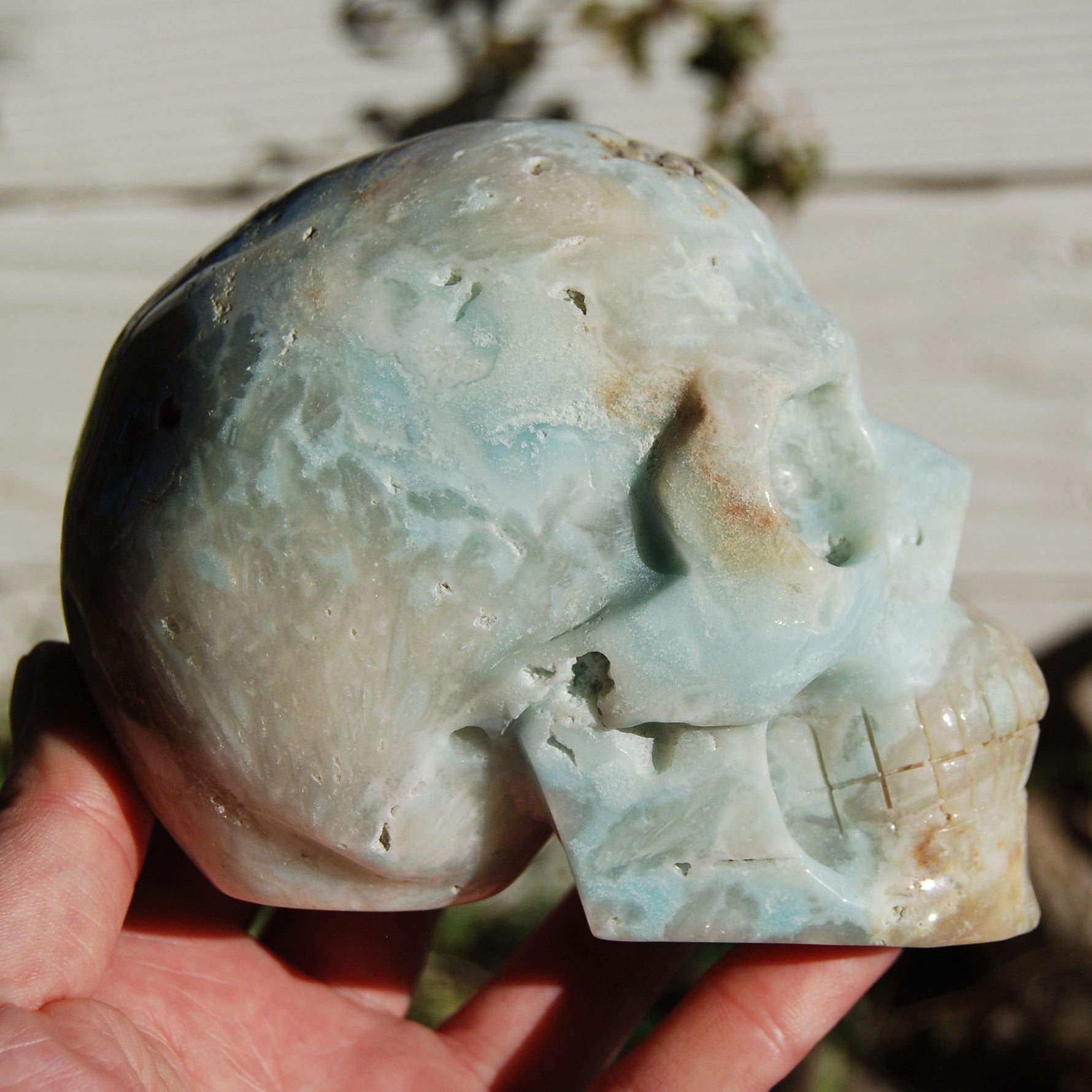 Chinese Amazonite Crystal Skull Hand Carved