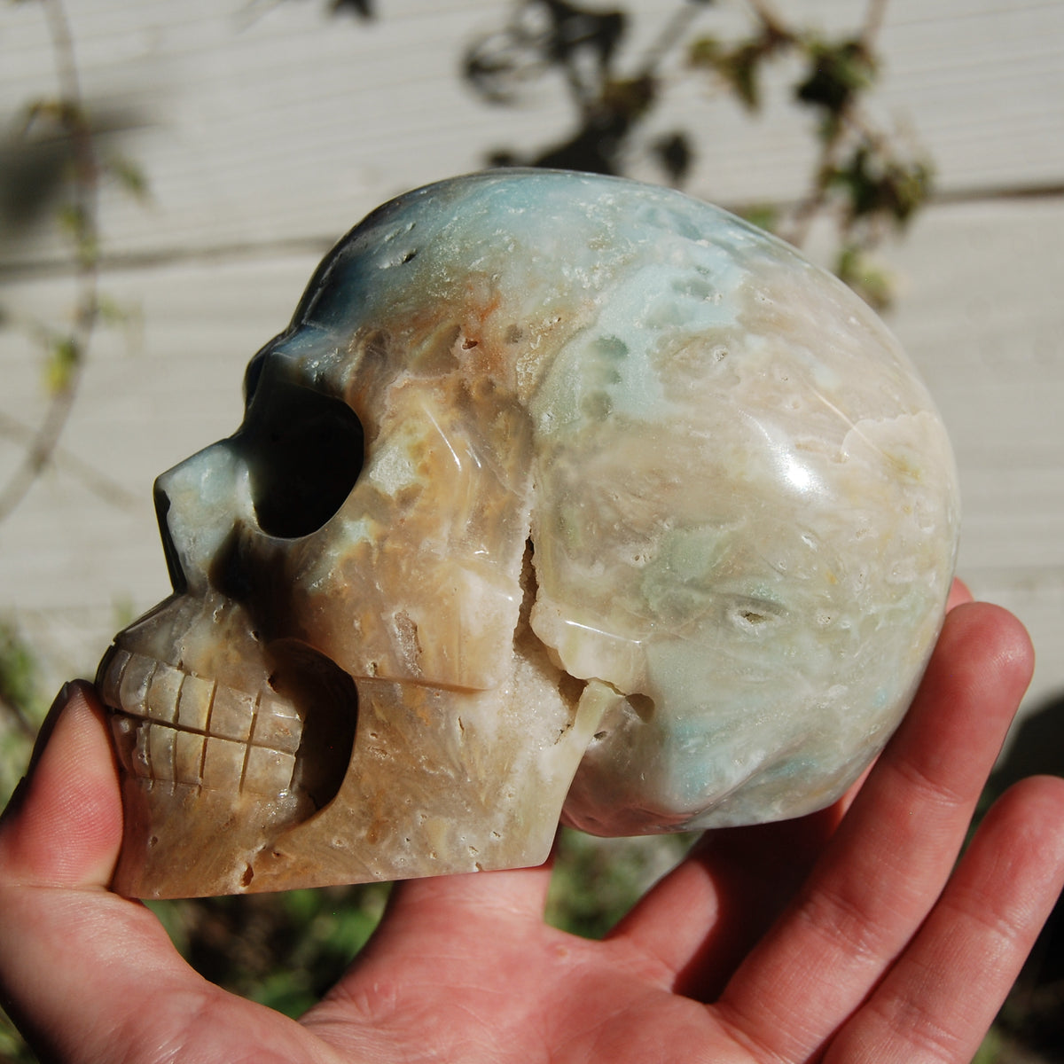 Chinese Amazonite Crystal Skull Hand Carved