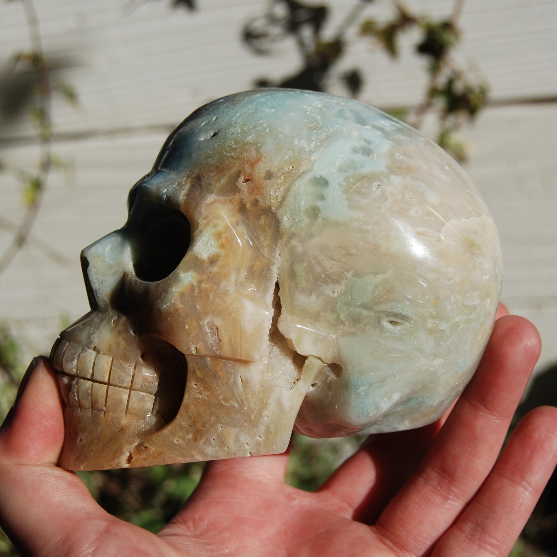 Chinese Amazonite Crystal Skull Hand Carved