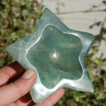 Green Fluorite Carved Crystal Star Shaped Bowl