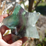 Rainbow Fluorite Carved Crystal Star Shaped Bowl