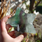 Rainbow Fluorite Carved Crystal Star Shaped Bowl