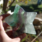Rainbow Fluorite Carved Crystal Star Shaped Bowl