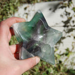 Rainbow Fluorite Carved Crystal Star Shaped Bowl