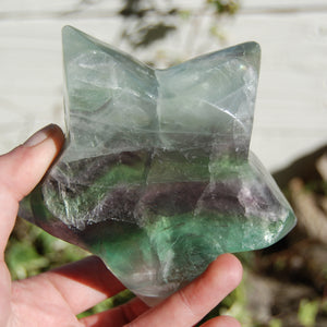 Rainbow Fluorite Carved Crystal Star Shaped Bowl