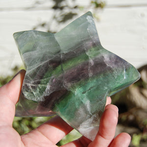 Rainbow Fluorite Carved Crystal Star Shaped Bowl